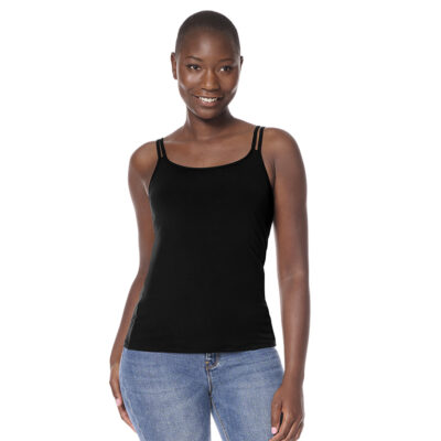 Black Valletta Mastectomy Tank top with shelf bra and pockets